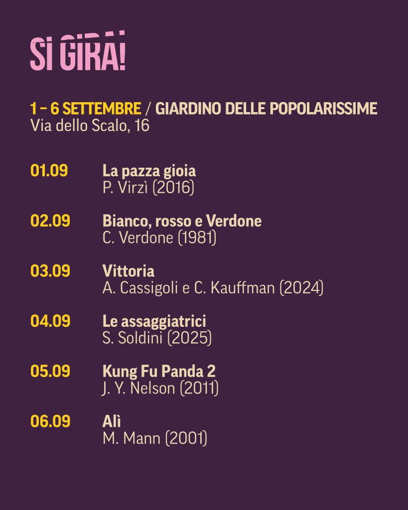 Programma della rassegna Si Gira! alle Popolarissime